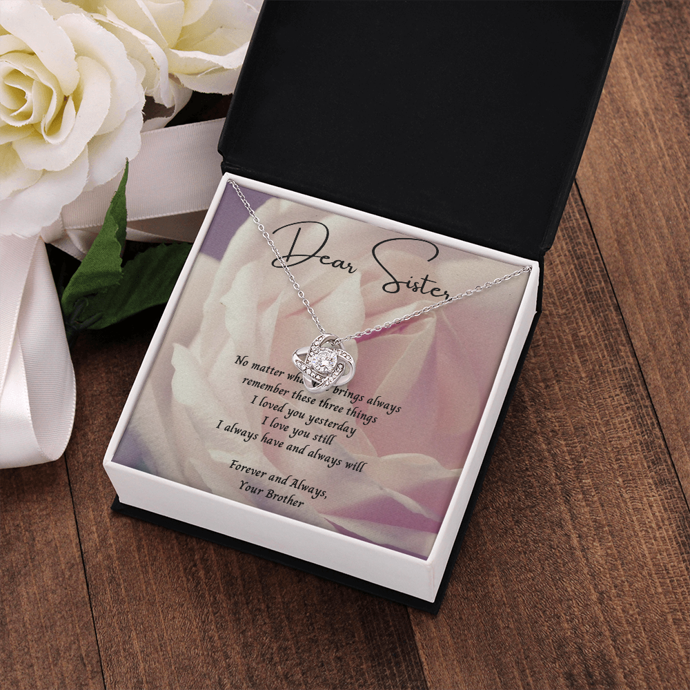 “Dear Sister” Love Knot Necklace