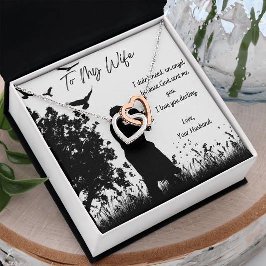 “To My Wife” Interlocking Heart Necklace